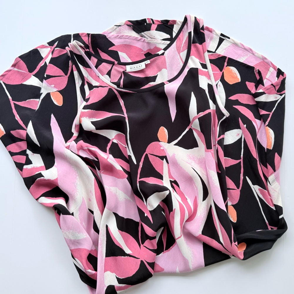 Masai Copenhagen MaOculla Print Bias Cut Midi Tank Dress in Begonia Pink XS $178